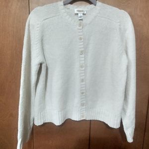 Talbot's Ivory Cotton/Rame Blend Button Down Sweater (M)